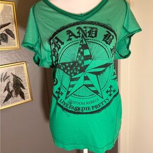 Crash &‎ Burn Vibrant Green Star Graphic Tee